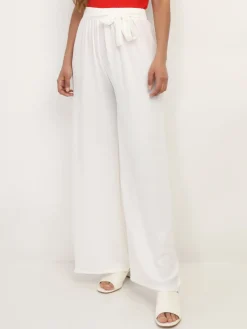 New La Modeuse Pantalon ample ceinturé Blanc