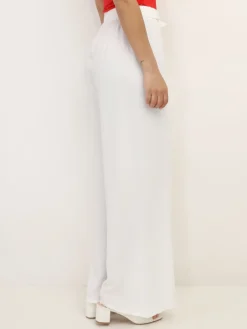 New La Modeuse Pantalon ample ceinturé Blanc