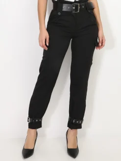La Modeuse Pantalon cargo avec ceintures Noir