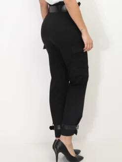 La Modeuse Pantalon cargo avec ceintures Noir