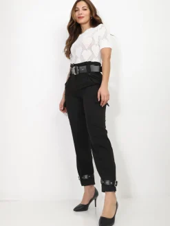La Modeuse Pantalon cargo avec ceintures Noir