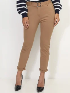 Sale La Modeuse Pantalon classique à ceinture Camel