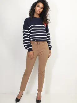 Sale La Modeuse Pantalon classique à ceinture Camel
