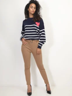 Sale La Modeuse Pantalon classique à ceinture Camel