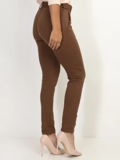 New La Modeuse Pantalon classique à ceinture Marron