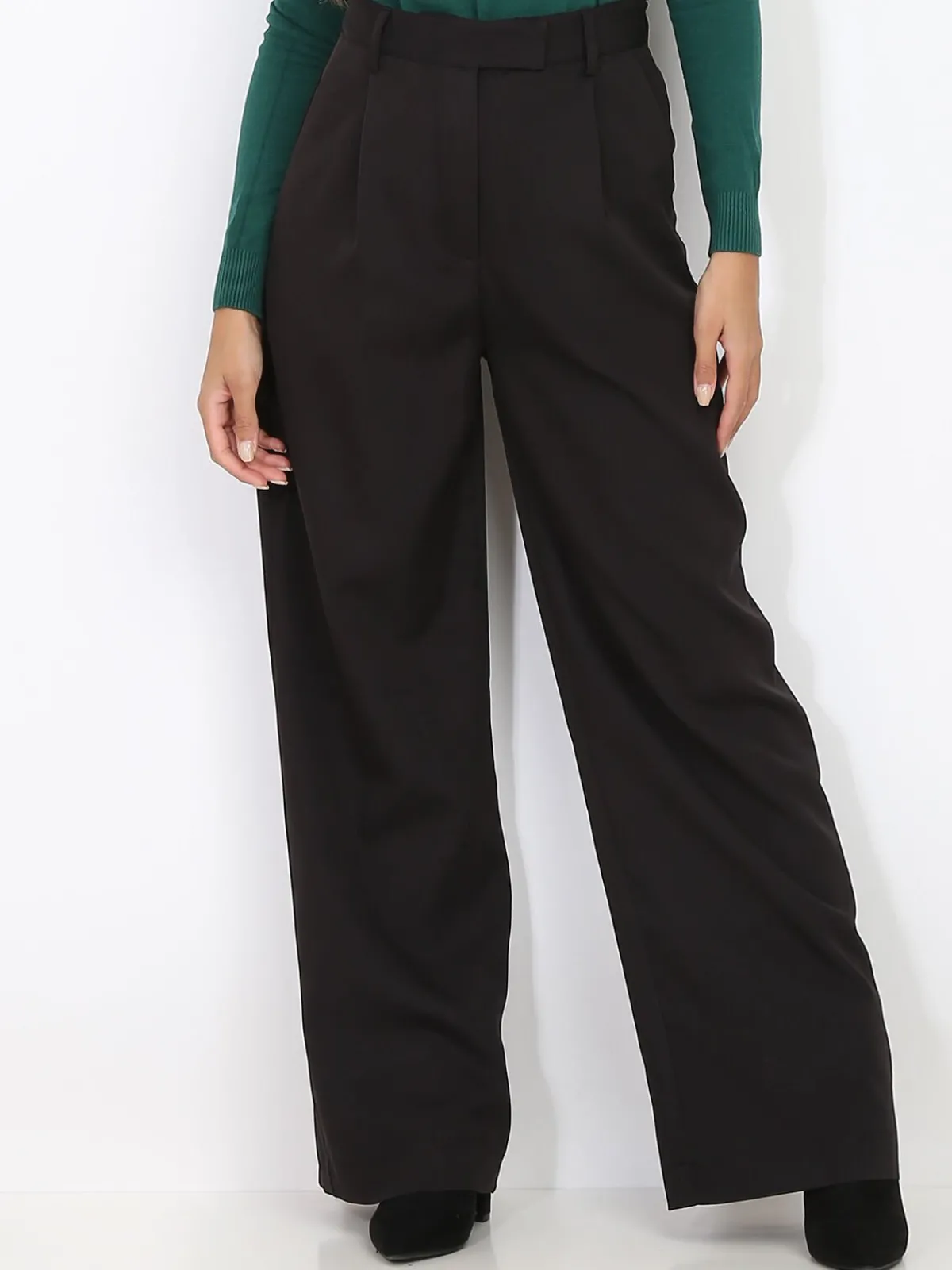 Best La Modeuse Pantalon classique ample et droit Noir