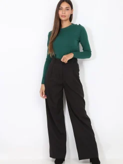 Best La Modeuse Pantalon classique ample et droit Noir