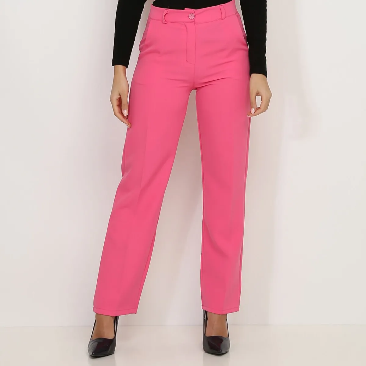 Discount La Modeuse Pantalon classique droit Fuchsia
