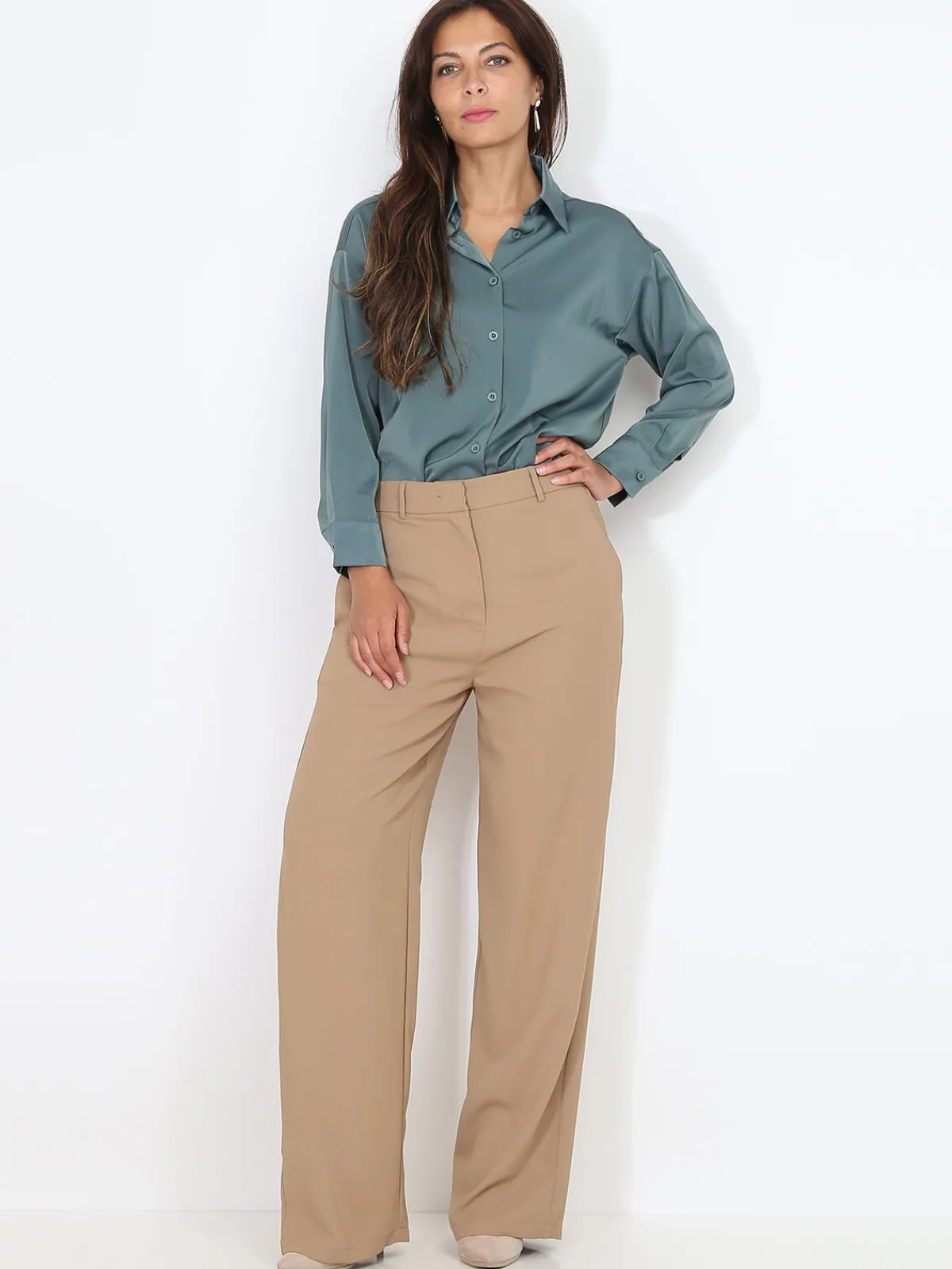 Outlet La Modeuse Pantalon costume dad oversize Taupe