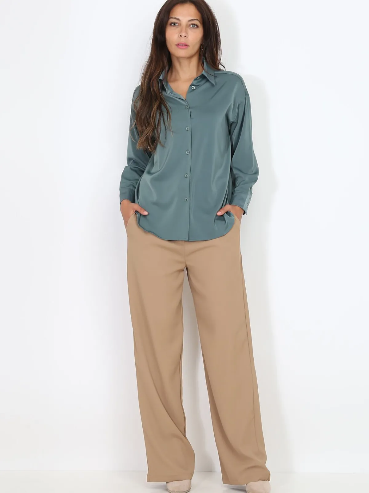 Outlet La Modeuse Pantalon costume dad oversize Taupe