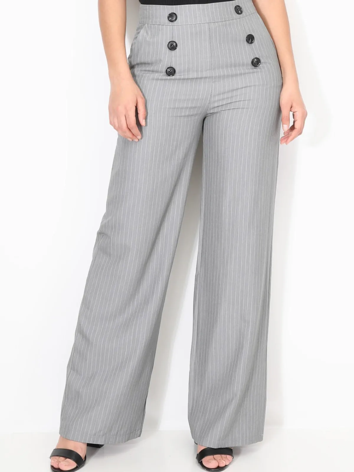 New La Modeuse Pantalon de costume à rayures Grisclair