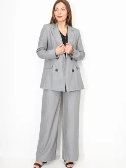 New La Modeuse Pantalon de costume à rayures Grisclair