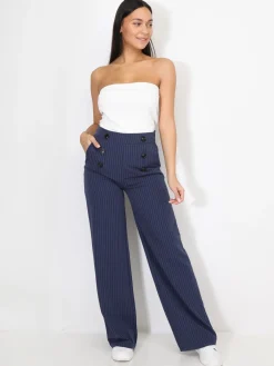 Online La Modeuse Pantalon de costume à rayures Bleu