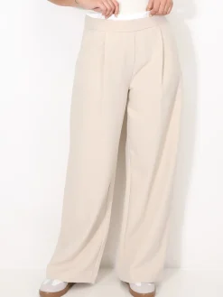 Clearance La Modeuse Pantalon de costume à taille contrastante Beige