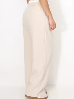 Clearance La Modeuse Pantalon de costume à taille contrastante Beige
