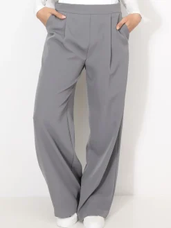 Sale La Modeuse Pantalon de costume à taille contrastante Gris