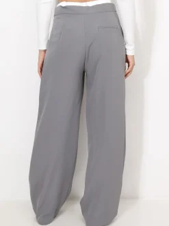 Sale La Modeuse Pantalon de costume à taille contrastante Gris
