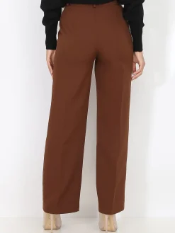 La Modeuse Pantalon de costume large à plis Marron