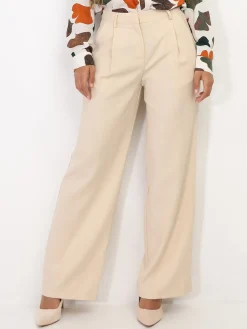 Hot La Modeuse Pantalon de costume large Beige