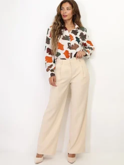 Hot La Modeuse Pantalon de costume large Beige