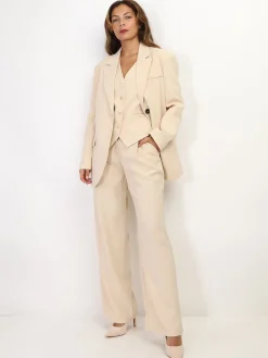 Hot La Modeuse Pantalon de costume large Beige