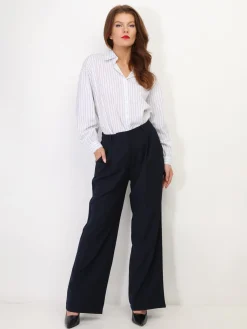 Sale La Modeuse Pantalon de costume large BleuMarine