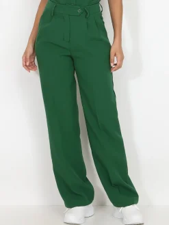 Outlet La Modeuse Pantalon de costume large à plis Vert