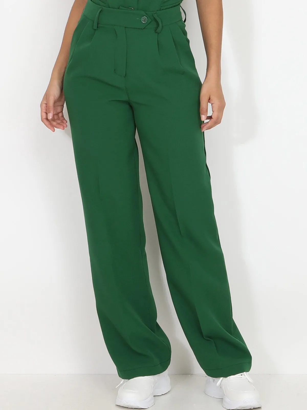 Outlet La Modeuse Pantalon de costume large à plis Vert