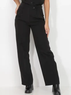 La Modeuse Pantalon de costume large à plis Noir