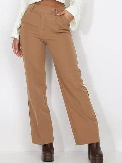 New La Modeuse Pantalon de costume large à plis Camel