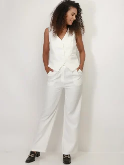 Best La Modeuse Pantalon de costume large à plis Blanc