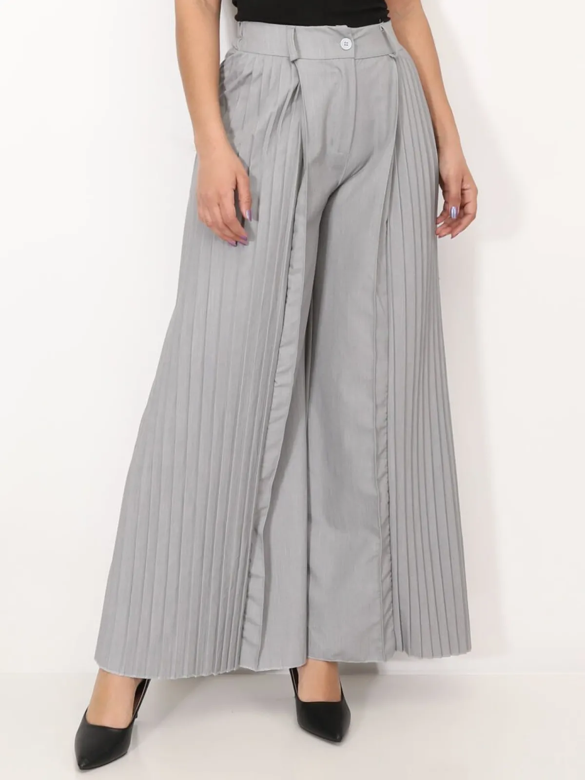 Clearance La Modeuse Pantalon de costume palazzo plissé Gris