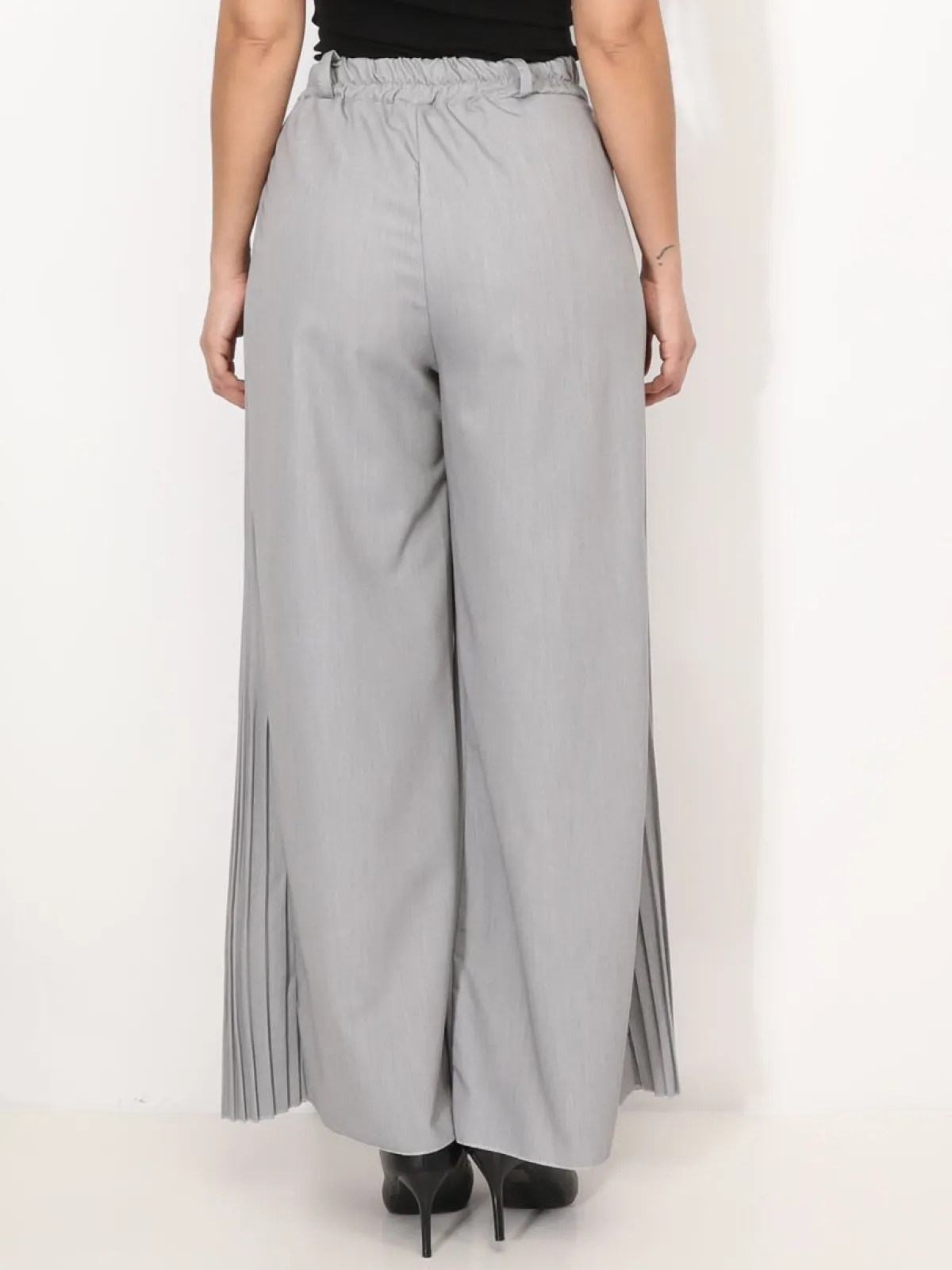 Clearance La Modeuse Pantalon de costume palazzo plissé Gris