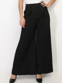 Best La Modeuse Pantalon de costume palazzo plissé Noir