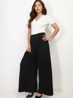 Best La Modeuse Pantalon de costume palazzo plissé Noir