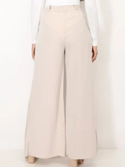 Outlet La Modeuse Pantalon de costume palazzo plissé Beigeclair