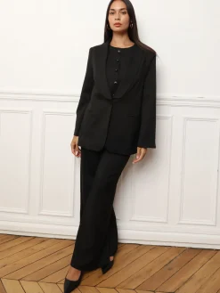 Clearance La Modeuse Pantalon de costume wide leg Noir