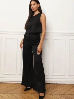 Clearance La Modeuse Pantalon de costume wide leg Noir
