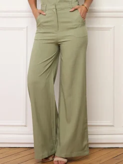 New La Modeuse Pantalon de costume wide leg VertOlive