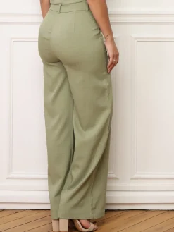New La Modeuse Pantalon de costume wide leg VertOlive