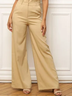 Hot La Modeuse Pantalon de costume wide leg Beige