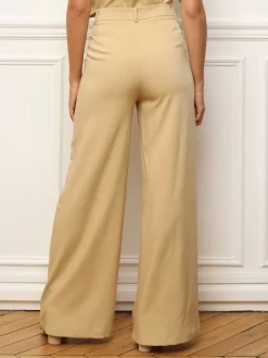 Hot La Modeuse Pantalon de costume wide leg Beige