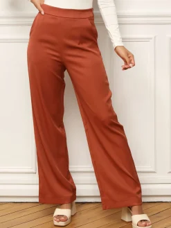 Online La Modeuse Pantalon de tailleur à coupe droite Terracotta
