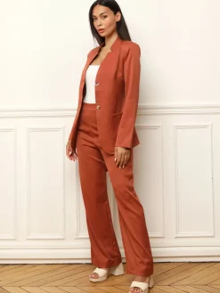 Online La Modeuse Pantalon de tailleur à coupe droite Terracotta