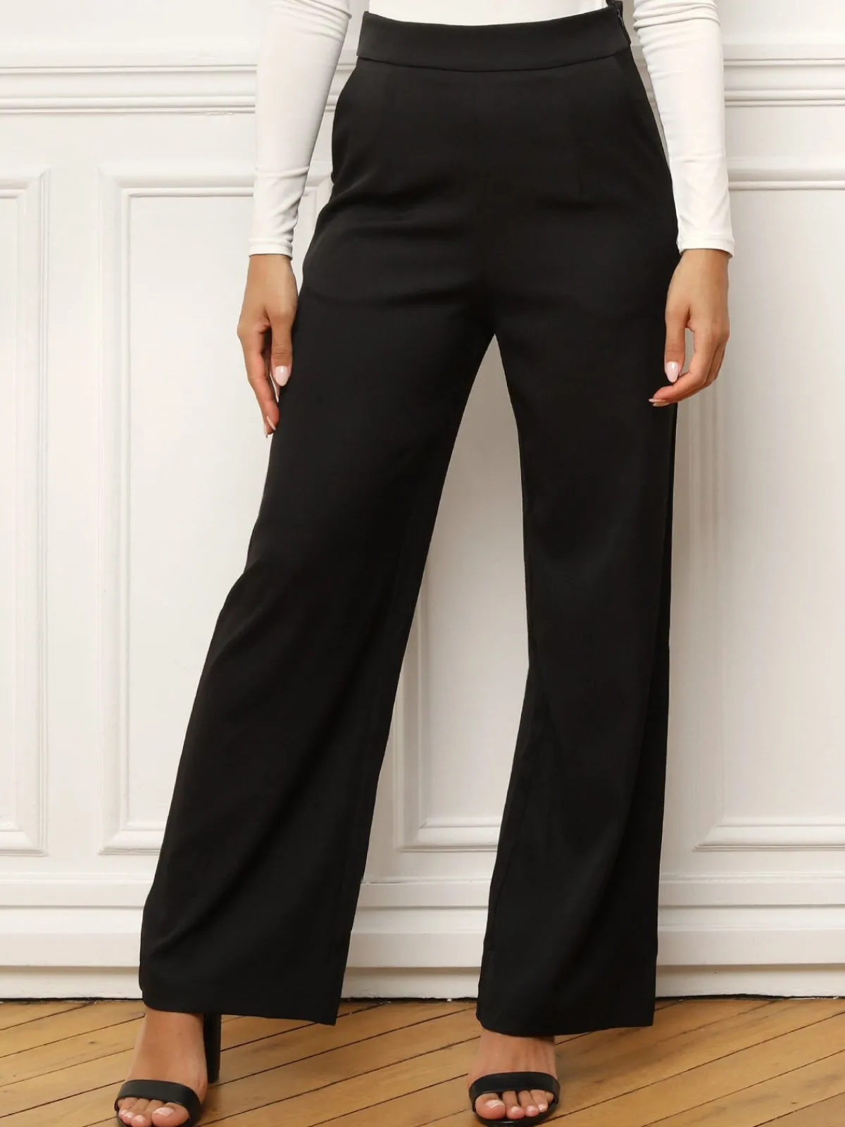 Hot La Modeuse Pantalon de tailleur à coupe droite Noir
