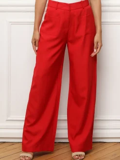 Sale La Modeuse Pantalon droit à double poches plaquées Rouge