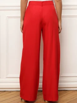 Sale La Modeuse Pantalon droit à double poches plaquées Rouge