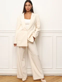 Hot La Modeuse Pantalon droit à double poches plaquées Beige
