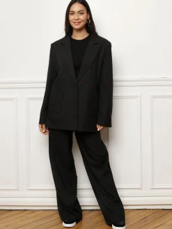 New La Modeuse Pantalon droit à double poches plaquées Noir