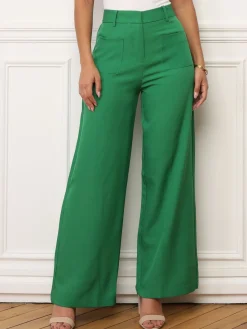 Clearance La Modeuse Pantalon droit à double poches plaquées Vert